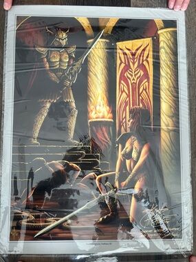 Fantasy Warrior Print with Gold and Black Armor